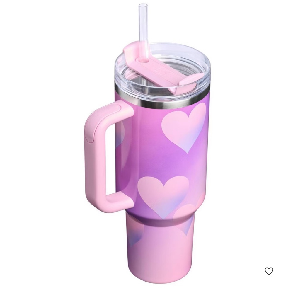 Stanley 40oz Stainless Steel H2.0 Flowstate Quencher Powder Pink Heart Gradient - Picture 2 of 7